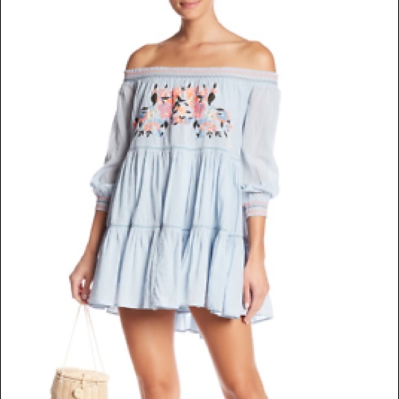 HP ⭐️FREE PEOPLE Sunbeams Mini Dress S NWT Blue - Picture 6 of 9